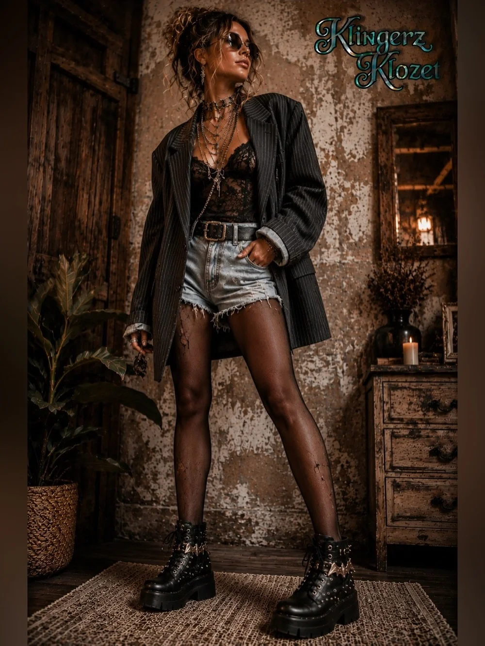 Black Studded Platform Combat Boots | Gothic Bat Buckle | Punk Grunge
